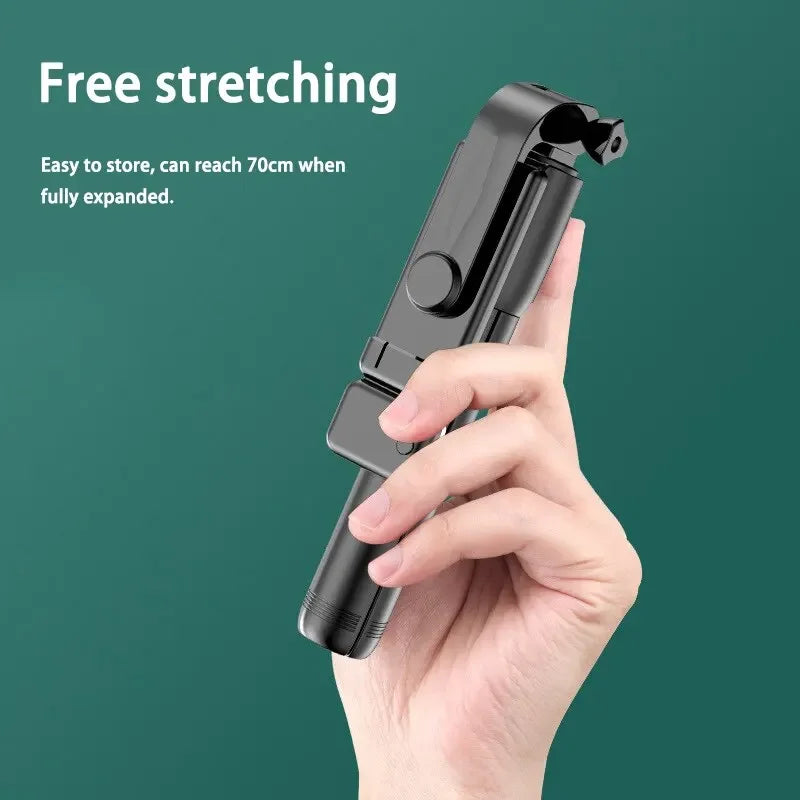 Tripé extensível remoto Bluetooth sem fio Selfie Stick Tripé com luz para iPhone Celular Tiktok Transmissão ao vivo 