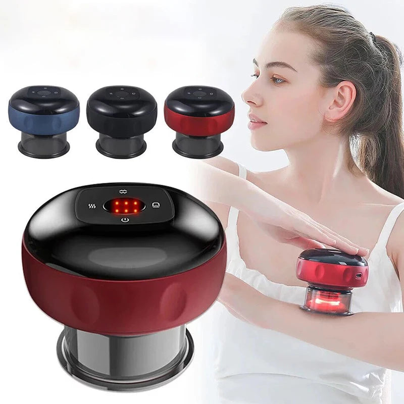 Body Scraping Massage Smart Electric Vacuum Cupping Heating Suction Cup Device Back Neck Arm Massger Leedoar