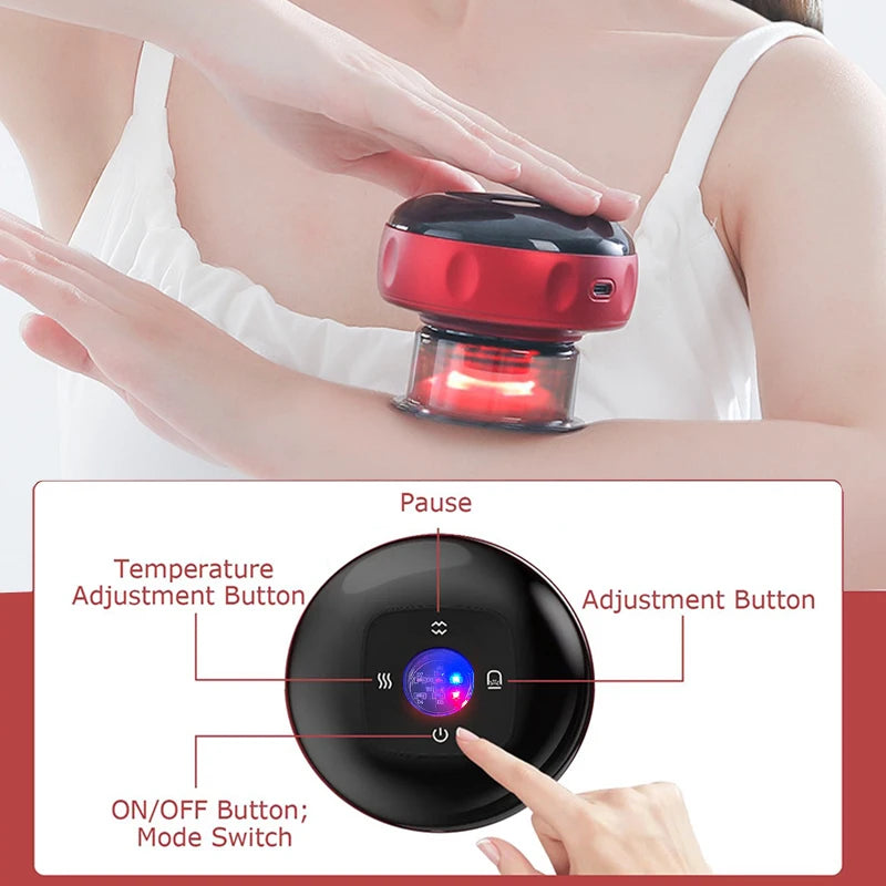 Body Scraping Massage Smart Electric Vacuum Cupping Heating Suction Cup Device Back Neck Arm Massger Leedoar