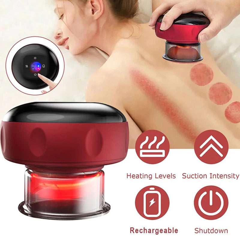 Body Scraping Massage Smart Electric Vacuum Cupping Heating Suction Cup Device Back Neck Arm Massger Leedoar