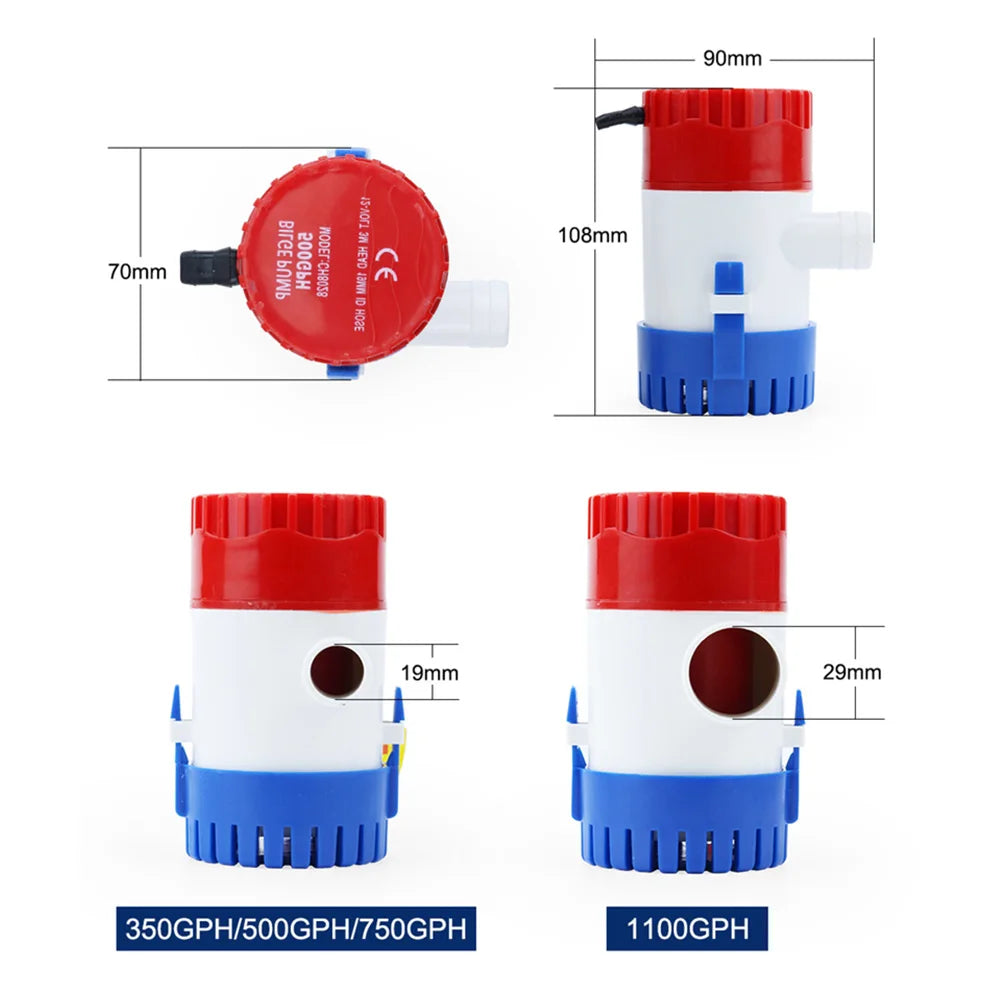 Bomba de sentina sumergible de 12v y 24V CC, 1100GPH, 750GPH, 500GPH, Mini bomba de agua eléctrica utilizada en barcos, seaplanos, casas rodantes, casas rodantes Leedoar