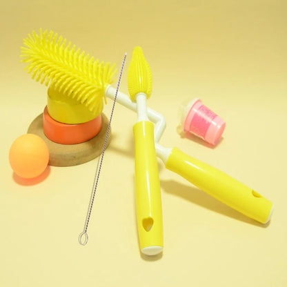 Bottle Brush Head, Silicone Pacifier Brush, Straw Brush, Cleaning Bottle Rinse, Cleaning Brush Set Leedoar