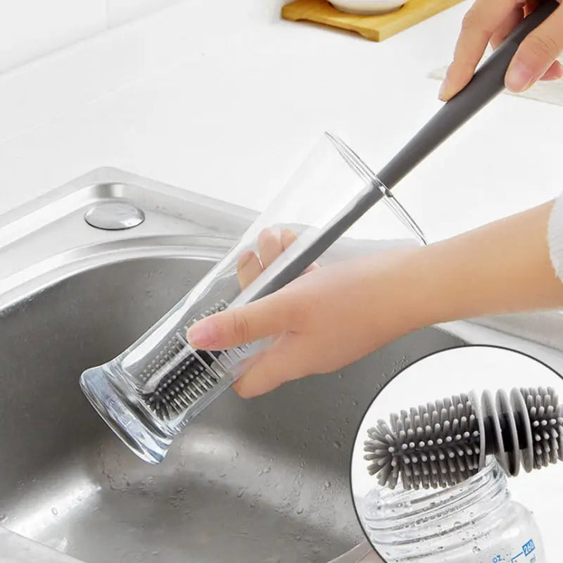 Bottle Brush Insulation Cup Washing No Deadend Long Handled Silicone Cleaning Brush Household Multifunctional Cleaning Tools Leedoar