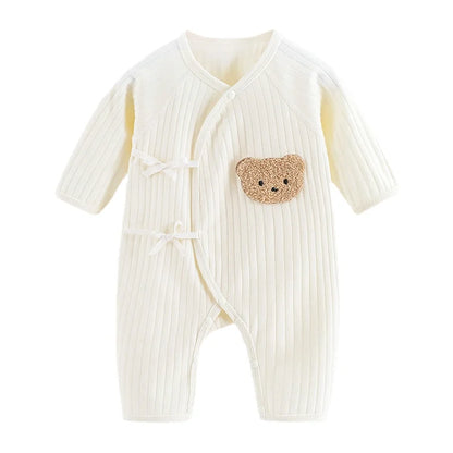 Boys Girls One Piece Outfit  100% Cotton Newborn Baby Long Sleeve Romper Infant Solid Knitting Thin Jumpsuit For Seasons Leedoar