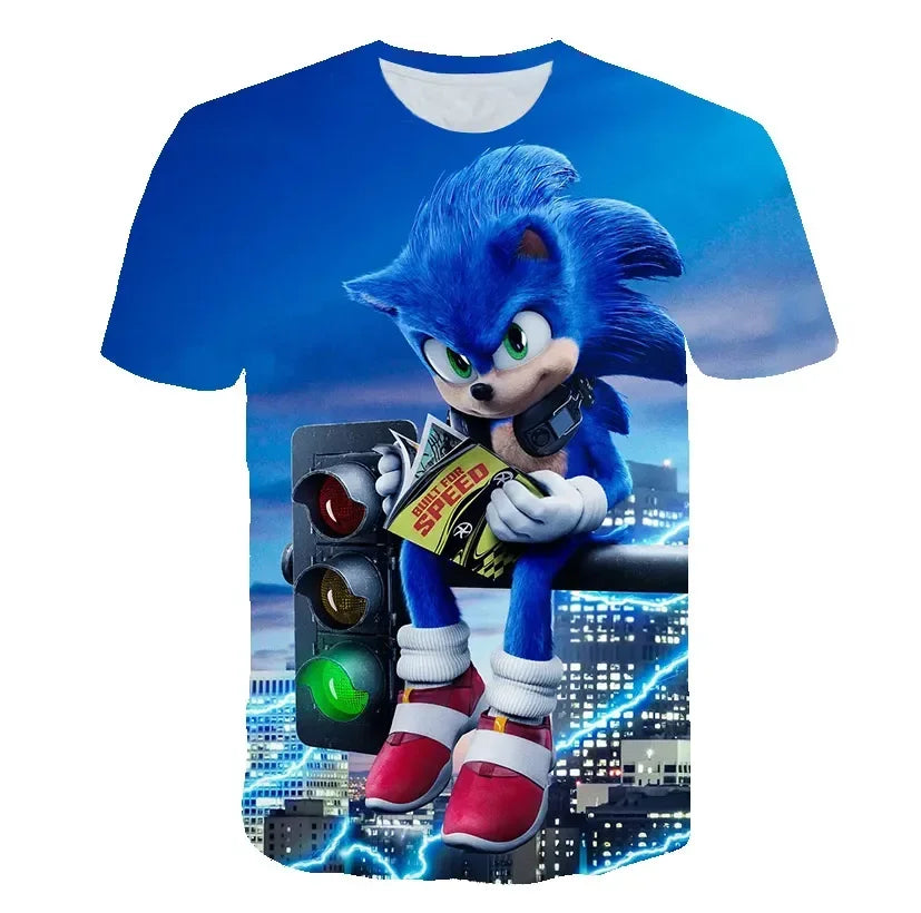 Boys Sonic T-Shirt Kids TShirts Baby Boys Casual Short Sleeves Print T-shirt For Boy Summer Children Tee Shirts Tops Leedoar