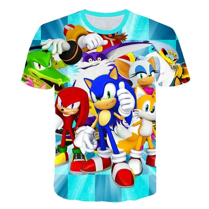 Boys Sonic T-Shirt Kids TShirts Baby Boys Casual Short Sleeves Print T-shirt For Boy Summer Children Tee Shirts Tops Leedoar