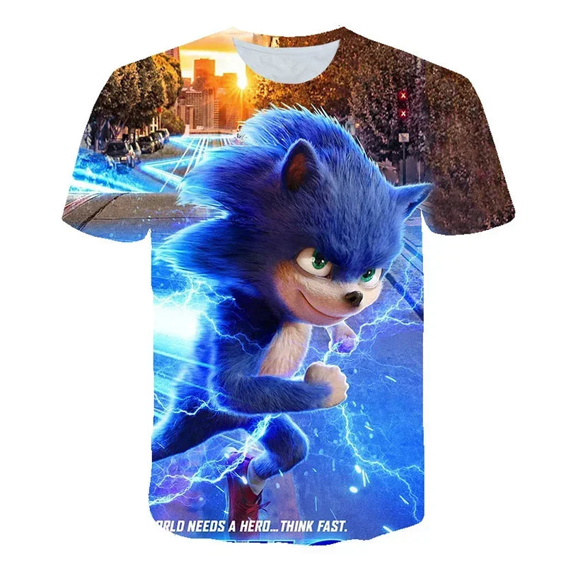 Boys Sonic T-Shirt Kids TShirts Baby Boys Casual Short Sleeves Print T-shirt For Boy Summer Children Tee Shirts Tops Leedoar