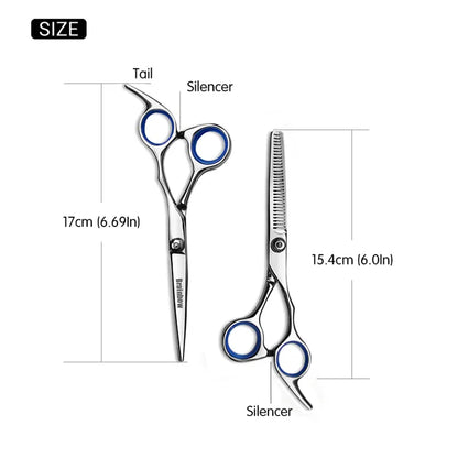 Brainbow 6 inch Cutting Thinning  Styling Tool Hair Scissors Stainless Steel Salon Hairdressing Shears Regular Flat Teeth Blades Leedoar