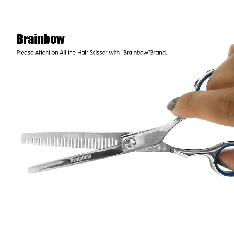 Brainbow 6 inch Cutting Thinning  Styling Tool Hair Scissors Stainless Steel Salon Hairdressing Shears Regular Flat Teeth Blades Leedoar