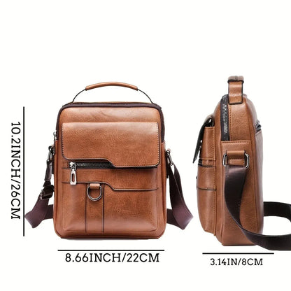 Marca Bolsa de Ombro Masculina para iPad de 9,7" Homens Couro PU Abas Bolsas Transversais Masculinas Aba de Negócios Bolsa Masculina Sólida Bolsa de Mensageiro Bolsa de Viagem 