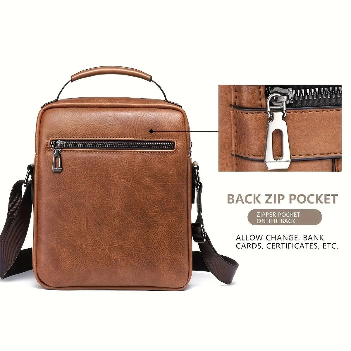 Bolso de hombro de marca para hombre, para iPad de 9,7", de piel sintética con solapa, tipo bandolera, para negocios, de viaje 