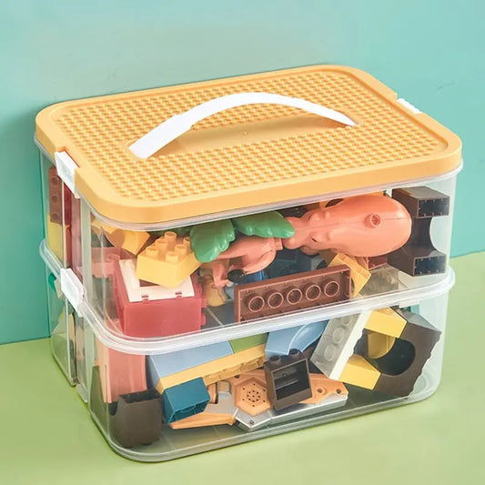 Caja de almacenamiento de juguetes con forma de ladrillo, contenedor de plástico para niños, organizador apilable de artículos diversos, para guardar juguetes y juguetes 