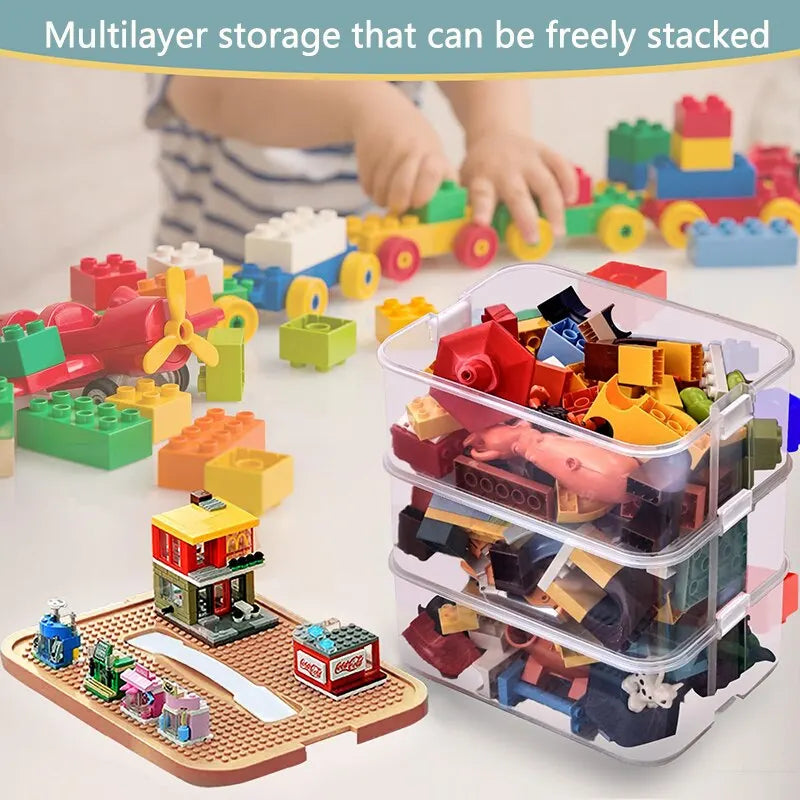 Building Blocks Toys Storage Box for Lids Brick Shaped Plastic Kids Bin Child Toy Containers Sundries Stackable Organizer Leedoar