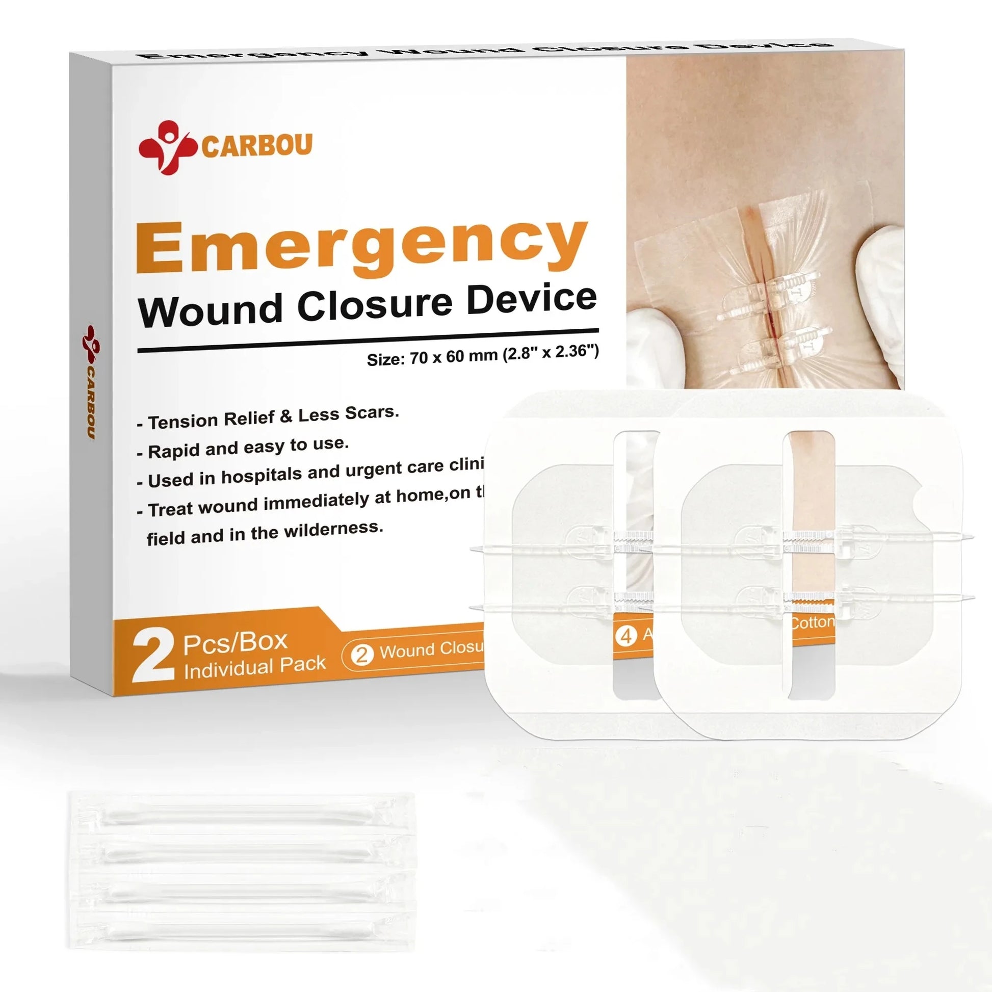 CARBOU 2PCS Zipper Painless Wound Closure Device Suture-free Wound Dressing Closure Strips Kit Emergency Laceration Closures Leedoar