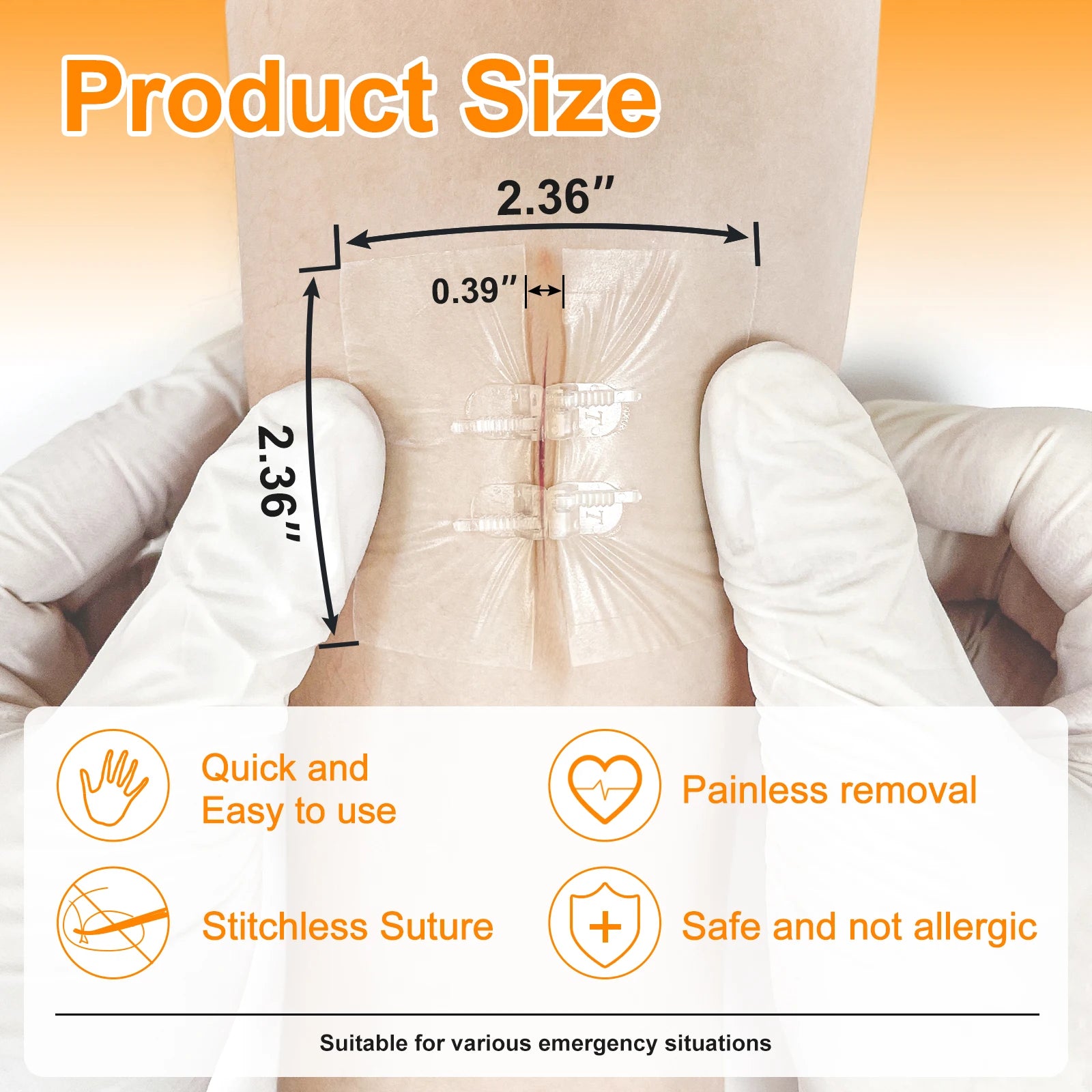 CARBOU 2PCS Zipper Painless Wound Closure Device Suture-free Wound Dressing Closure Strips Kit Emergency Laceration Closures Leedoar