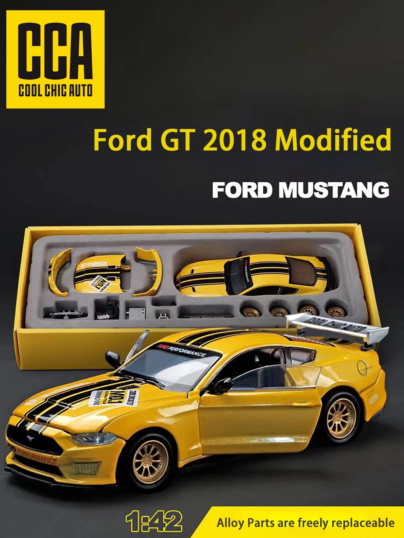 CCA DIY Customizable 1:43 Scale Ford Mustang Alloy Car Model Kit - Unique Racing Car Collectible for Hobbyists & Enthusiasts Leedoar