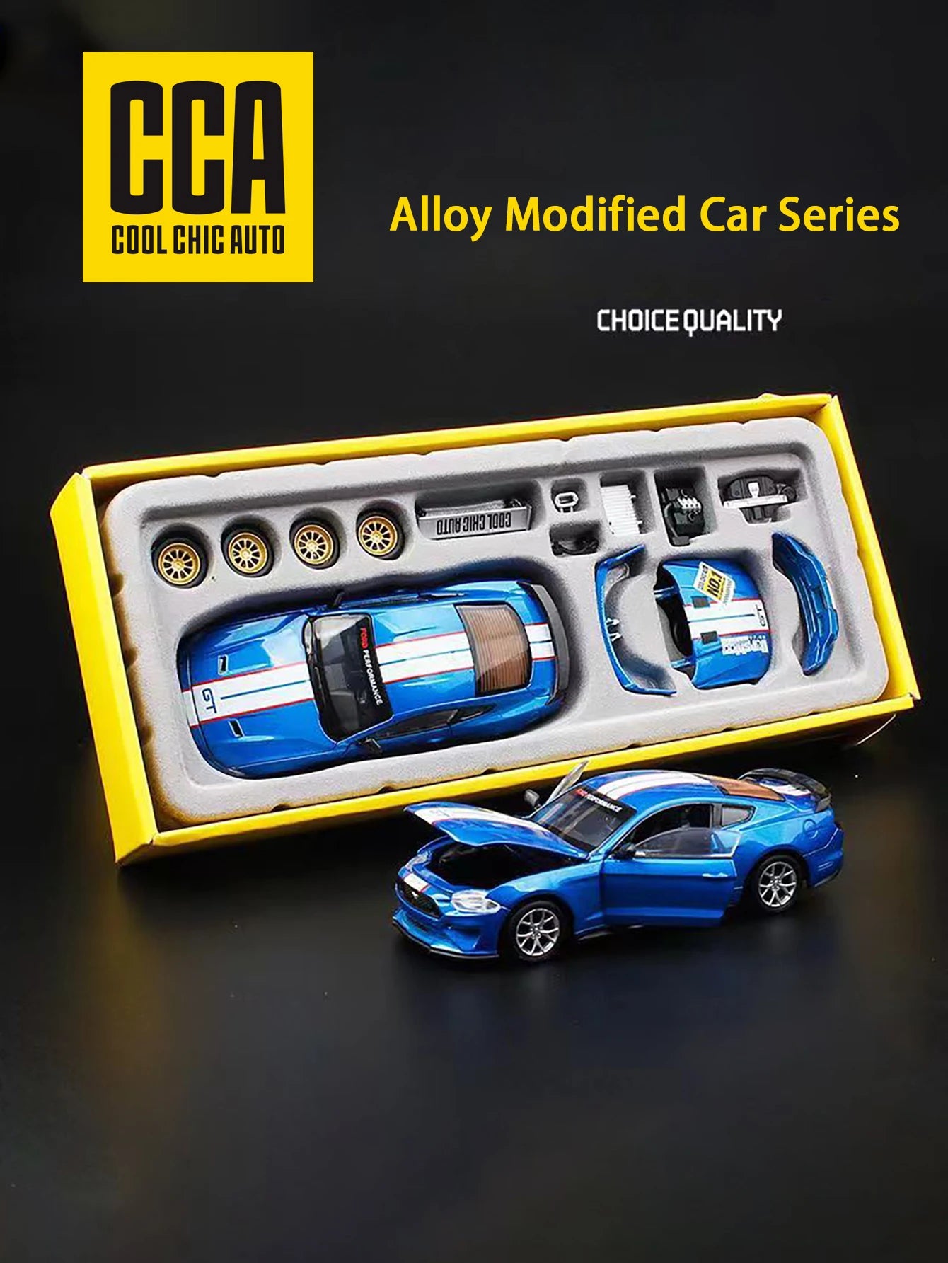 CCA DIY Customizable 1:43 Scale Ford Mustang Alloy Car Model Kit - Unique Racing Car Collectible for Hobbyists & Enthusiasts Leedoar