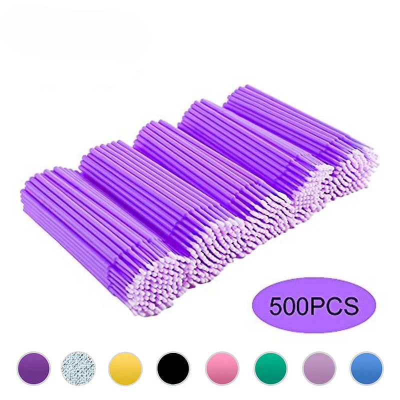 CNKESS 500pcs/lot Eyelash Extension Cleaning Swabs Lash Lift Glue Remover Applicators Microblade Makeup Micro Brushes Tools Leedoar