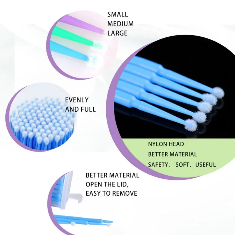 CNKESS 500pcs/lot Eyelash Extension Cleaning Swabs Lash Lift Glue Remover Applicators Microblade Makeup Micro Brushes Tools Leedoar