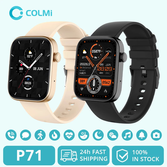 COLMI P71 Chamada de Voz Smartwatch Homens Monitoramento de Saúde IP68 À Prova D'Água Notificações Inteligentes Assistente de Voz Relógio Inteligente Feminino 