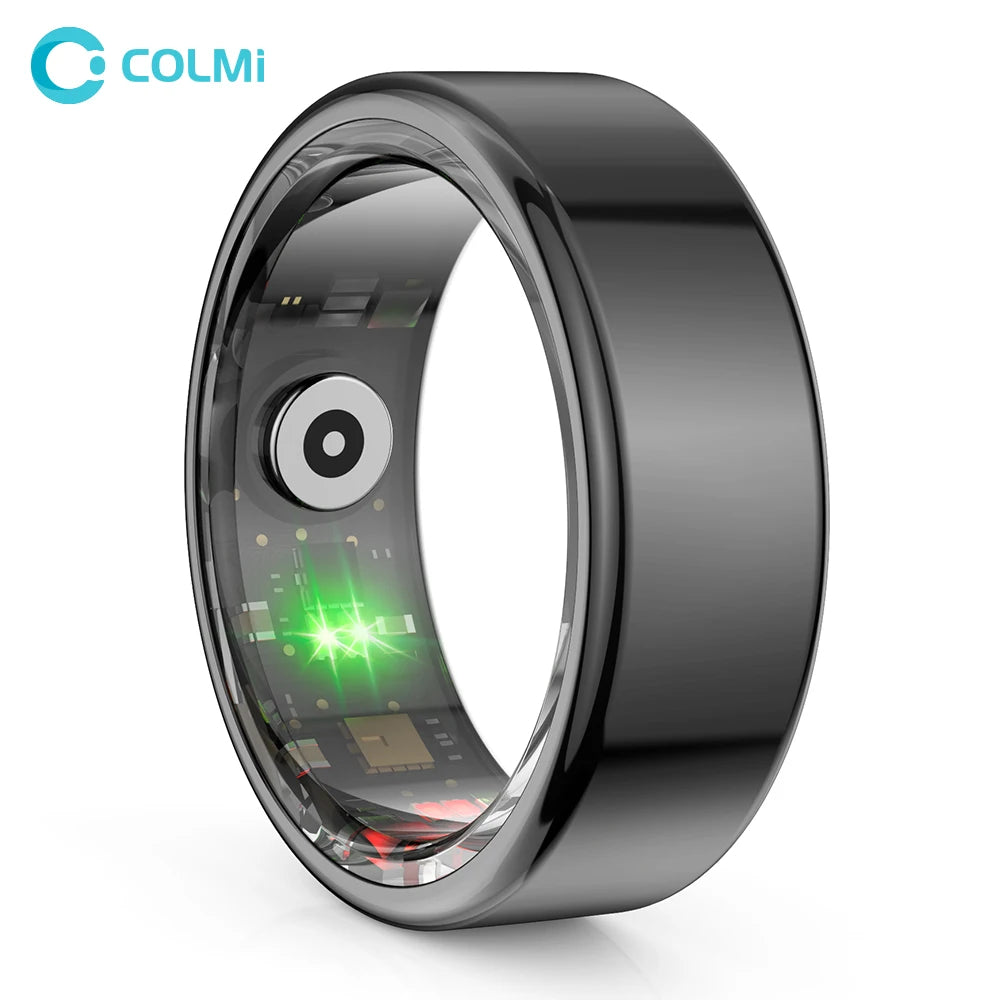 Anillo inteligente COLMI R02 con carcasa de acero de titanio de grado militar, monitoreo de salud, resistencia al agua IP68 y 3 ATM, modos multideportivos 