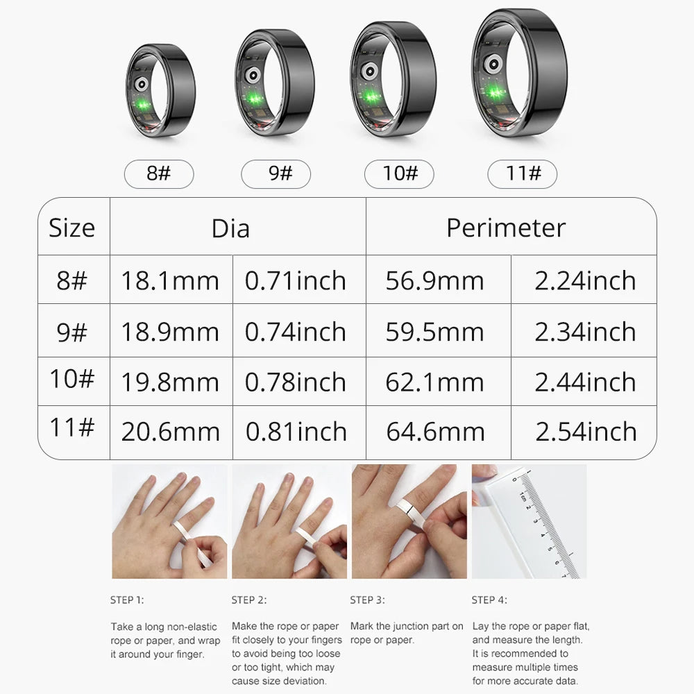 Anillo inteligente COLMI R02 con carcasa de acero de titanio de grado militar, monitoreo de salud, resistencia al agua IP68 y 3 ATM, modos multideportivos 