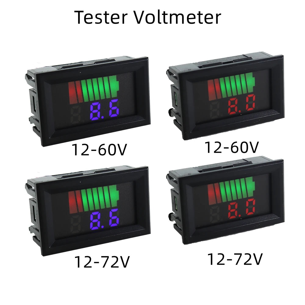 Car Battery Charge Level Indicator 12V 24V 36V 48V 60V 72V Lithium Battery Capacity Meter Tester Display LED Tester Voltmeter Leedoar