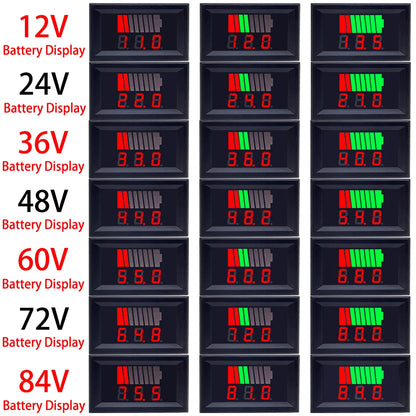 Car Battery Charge Level Indicator 12V 24V 36V 48V 60V 72V Lithium Battery Capacity Meter Tester Display LED Tester Voltmeter