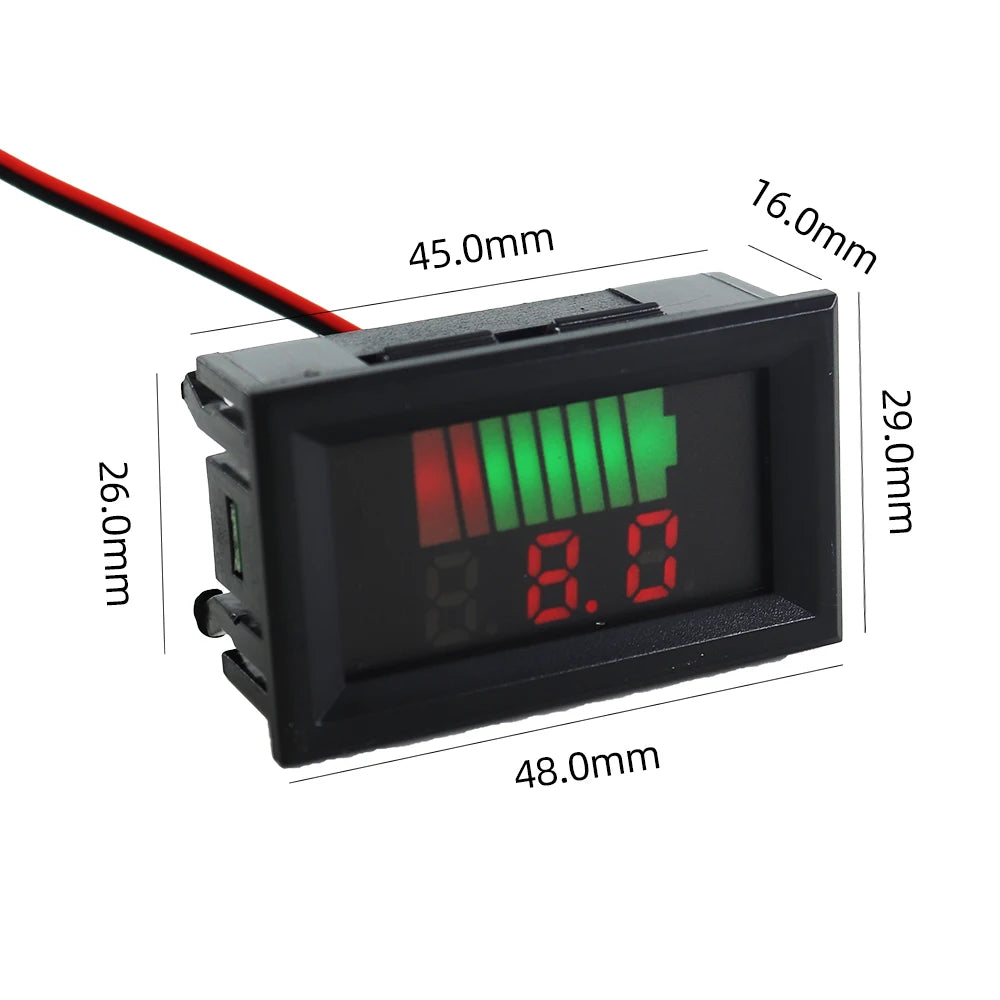 Car Battery Charge Level Indicator 12V 24V 36V 48V 60V 72V Lithium Battery Capacity Meter Tester Display LED Tester Voltmeter Leedoar