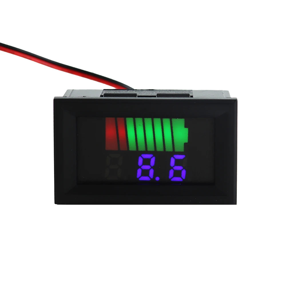 Car Battery Charge Level Indicator 12V 24V 36V 48V 60V 72V Lithium Battery Capacity Meter Tester Display LED Tester Voltmeter Leedoar