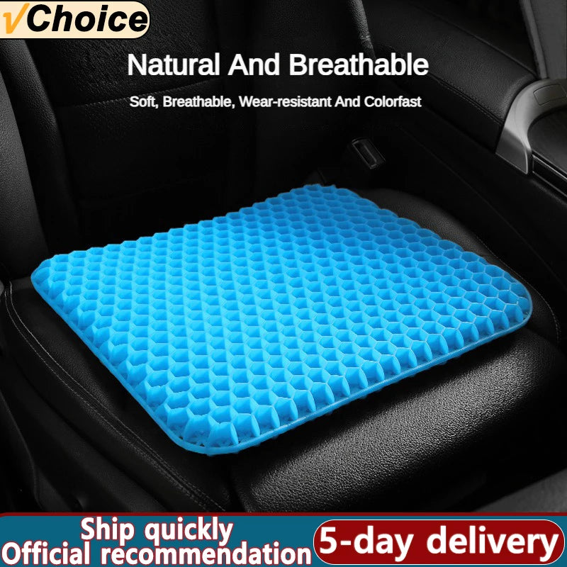 Cojín de gel refrescante para asiento de coche, diseño de panal 3D, fresco y transpirable, de seda fría, para silla de oficina, hogar, accesorios para coche 