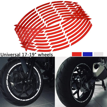 Car Motorcycle Tire Rim Stickers 17"-19" Reflective Wheel Tyre Sticker Decors Motorbike Auto Decals Leedoar