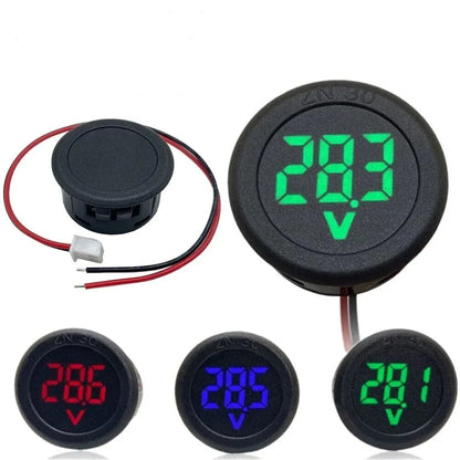 Car Voltmeter DC 4-100V LED Digital Display Round Two Wire Panel Voltage Meter Leedoar