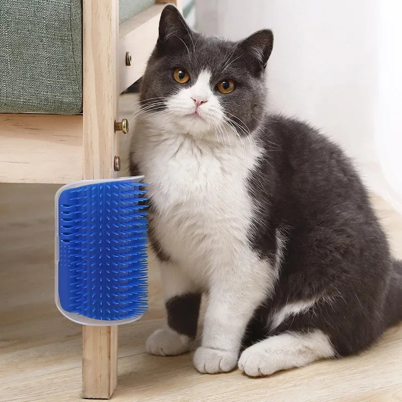 Cat Corner Brush Comb Massager for Cat Arch Plastic Scratcher Remove Hair Comb Grooming with Catnip Cat Self Cleaning Cat Supply Leedoar