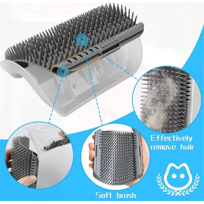 Cat Corner Brush Comb Massager for Cat Arch Plastic Scratcher Remove Hair Comb Grooming with Catnip Cat Self Cleaning Cat Supply Leedoar