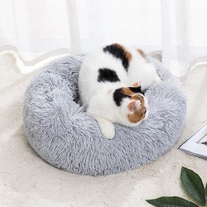 Cat Nest Round Soft Shaggy Mat for Kittens Chihuahua Indoor Dog Cat Bed Pet Supplies Removable Machine Washable Pillow Bed Leedoar