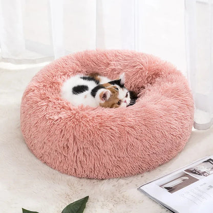 Cat Nest Round Soft Shaggy Mat for Kittens Chihuahua Indoor Dog Cat Bed Pet Supplies Removable Machine Washable Pillow Bed Leedoar