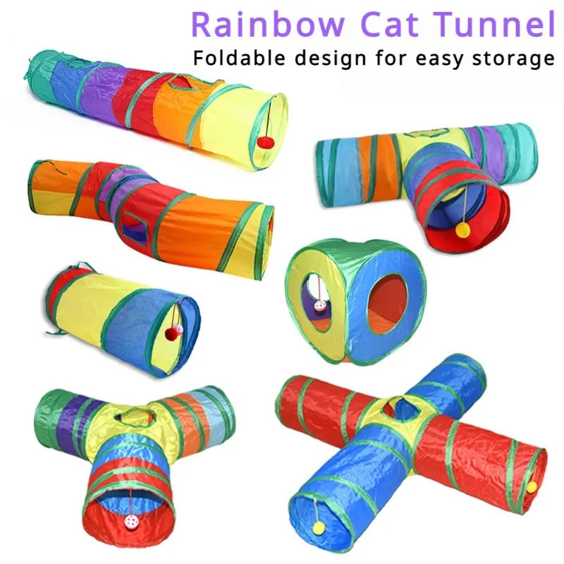 Cat Rattle Paper Tunnel Cat Toys Pet Crinkle Tunnel Cat Tent Tunnel Foldable Cat Toy Small Pet Cat Polyester Cotton Leedoar