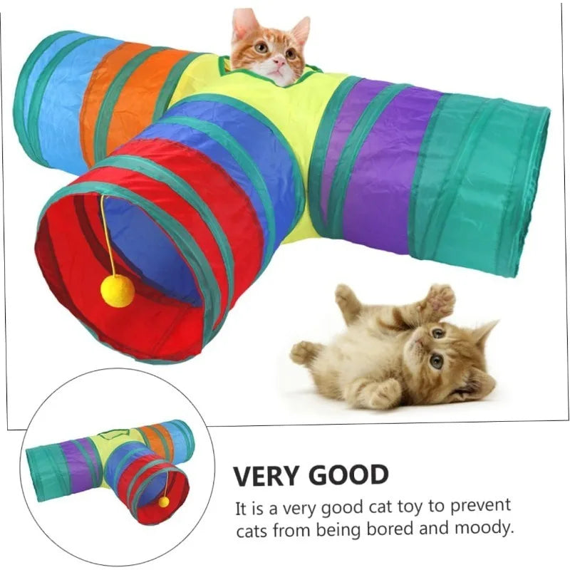 Cat Rattle Paper Tunnel Cat Toys Pet Crinkle Tunnel Cat Tent Tunnel Foldable Cat Toy Small Pet Cat Polyester Cotton Leedoar