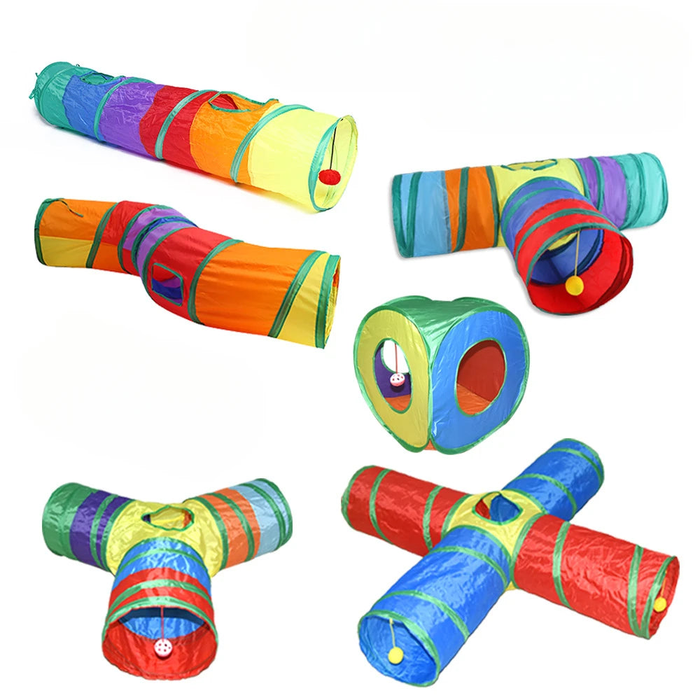 Cat Rattle Paper Tunnel Cat Toys Pet Crinkle Tunnel Cat Tent Tunnel Foldable Cat Toy Small Pet Cat Polyester Cotton Leedoar