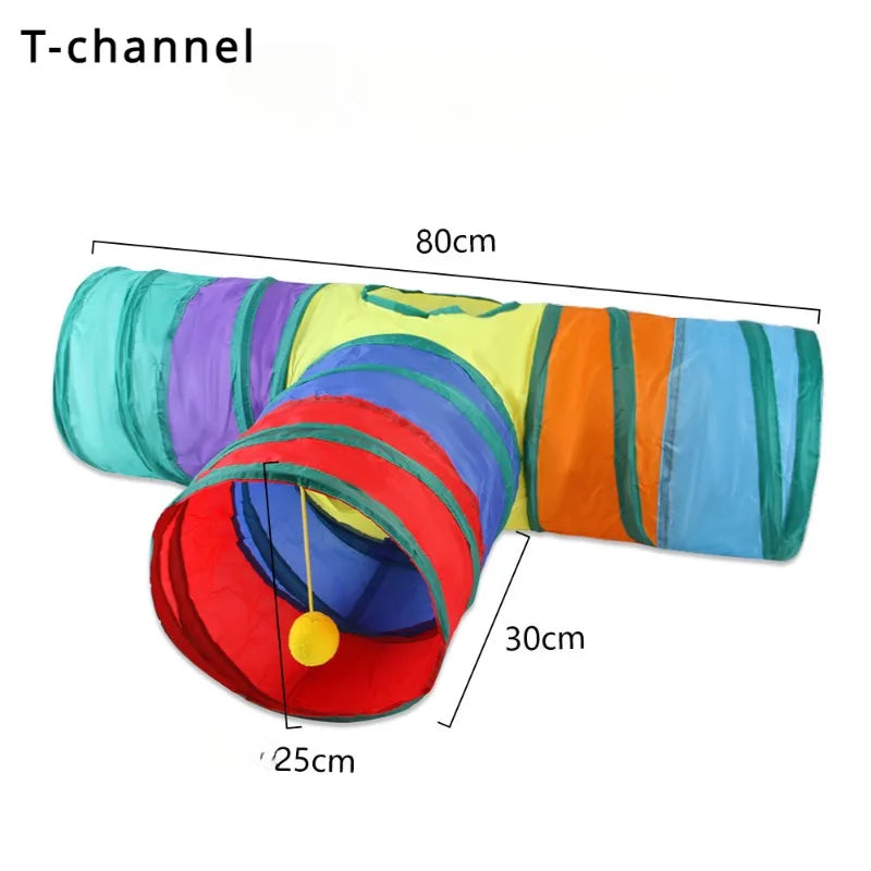 Cat Rattle Paper Tunnel Cat Toys Pet Crinkle Tunnel Cat Tent Tunnel Foldable Cat Toy Small Pet Cat Polyester Cotton Leedoar