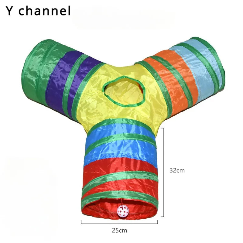 Cat Rattle Paper Tunnel Cat Toys Pet Crinkle Tunnel Cat Tent Tunnel Foldable Cat Toy Small Pet Cat Polyester Cotton Leedoar