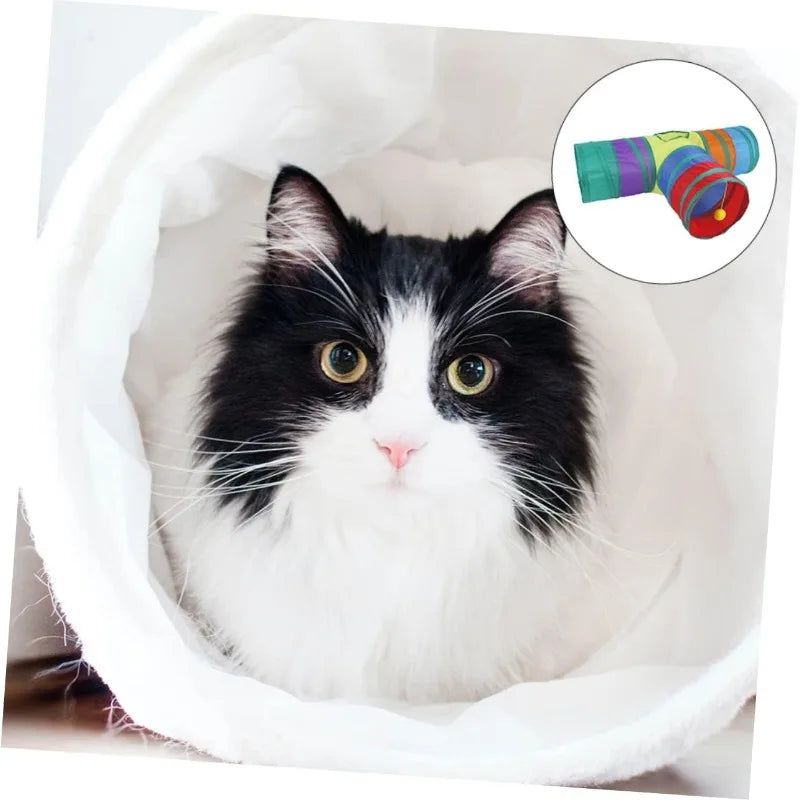 Cat Rattle Paper Tunnel Cat Toys Pet Crinkle Tunnel Cat Tent Tunnel Foldable Cat Toy Small Pet Cat Polyester Cotton Leedoar