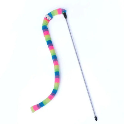 Cat Toy Feather Cat Teaser Wand Cat Interactive Toy Funny Caterpillar Colorful Rod Teaser Wand Pet Cat Supplies Cat Accessory Leedoar