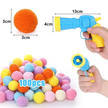 Cat Toys Interactive Launch Training Toy For Pet Kitten Creative Mini Shooting Gun Games Stretch Plush Ball Toys Pet Supplies Leedoar