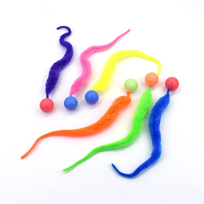 Cat interactive toys Tickle Cat Colorful bouncing ball Pet supplies Puzzle teasing indoor cat worm caterpillar elastic toy Leedoar