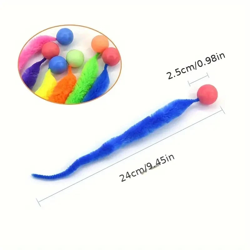 Cat interactive toys Tickle Cat Colorful bouncing ball Pet supplies Puzzle teasing indoor cat worm caterpillar elastic toy Leedoar