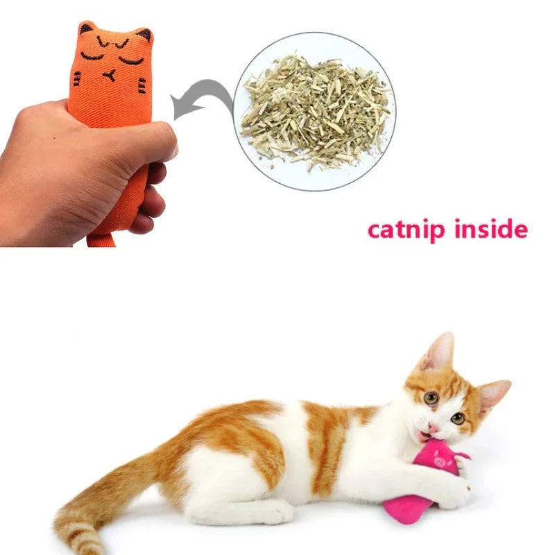 Catnip Toy Cats Products for Pets Cute Cat Toys for Kitten Teeth Grinding Cat Plush Thumb Pillow Pet Accessories Leedoar