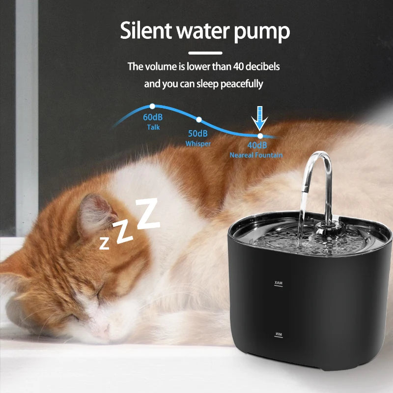 Cats Water Fountain Automatic Filter Cats Fountain With Stainless Steel Faucet Silent Water Pump Pet Cats Dog Water Dispenser Leedoar