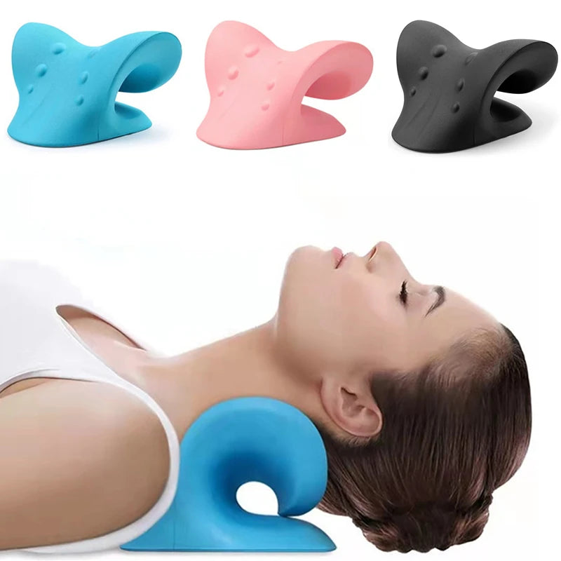 Cervical spine Massage pillow U shaped pillow Gravity shiatsu Cervical Massage pilow Neck and Shoulder Massage Blue Black Leedoar